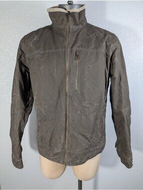 Kuhl Men's XL Brown Sherpa-Lined Jacket Quilted Interior Full Zip & Chest Pocket